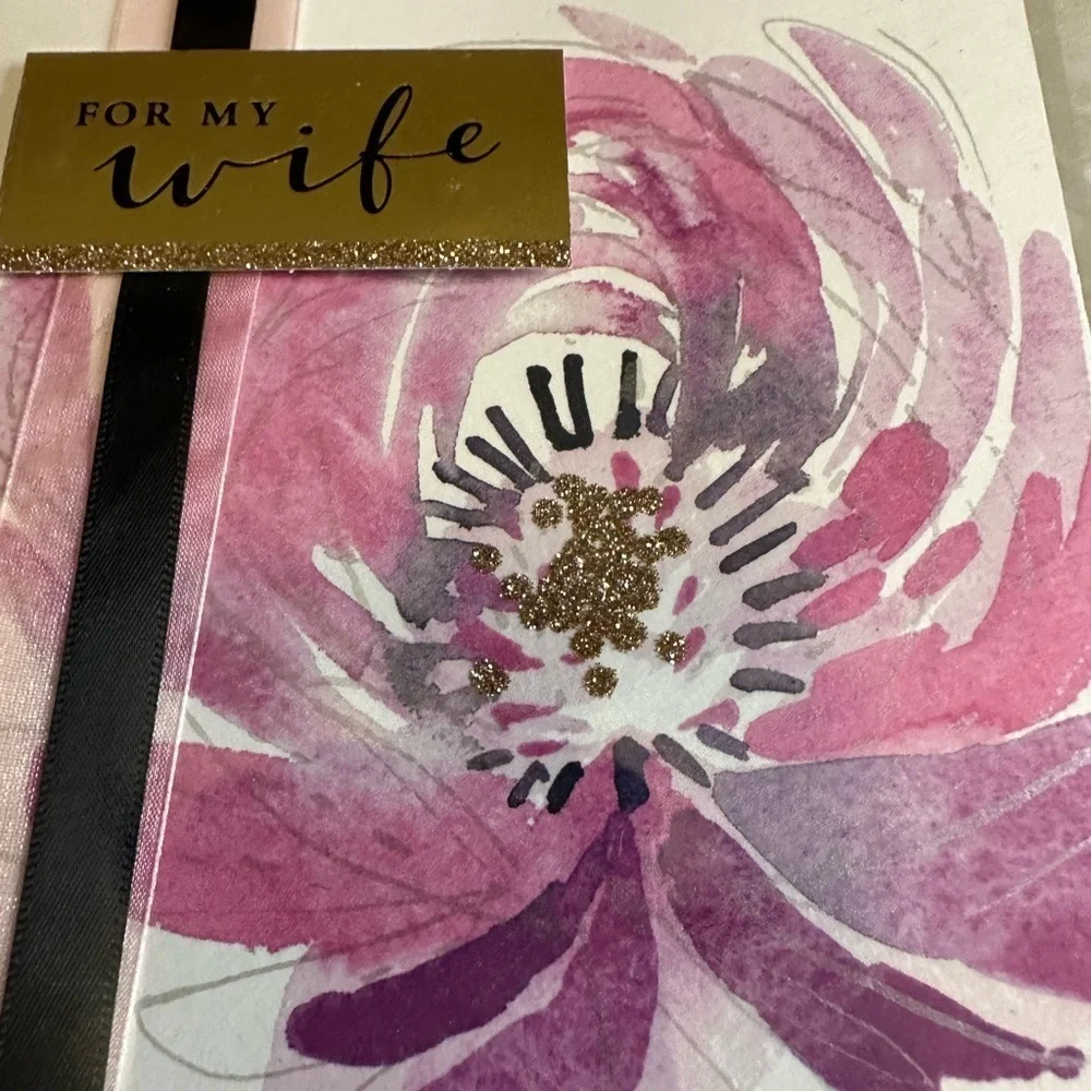 🩵5/$8 Floral Greeting Card with Pink and Purple Design